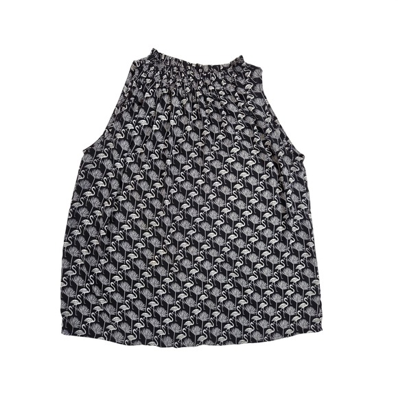 Catherine Malandrino Tops - Catherine Malandrino Black & White Flamingo Palm Print Silk-Look Tank Top Size M